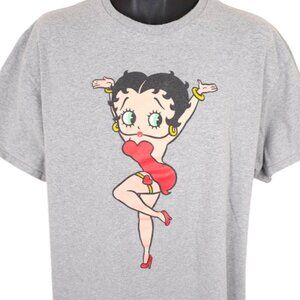 Betty Boop T Shirt Mens Size 2XL Red Cartoon Puppy Kisses Heart